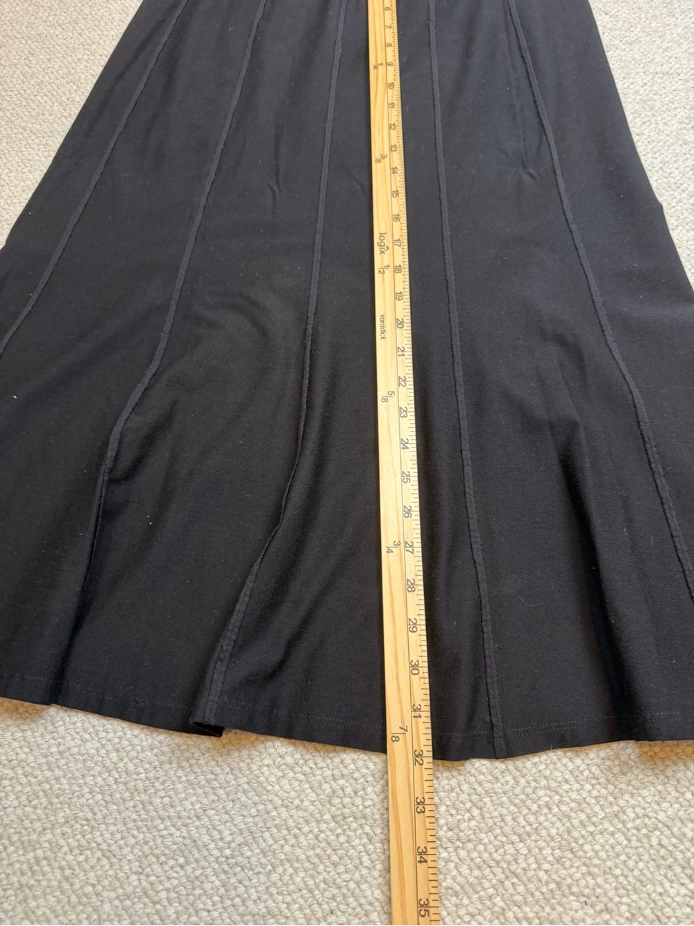Eileen Fisher Black Washable Stretch Crepe Paneled Flute Midi Skirt Size S - Picture 5 of 7